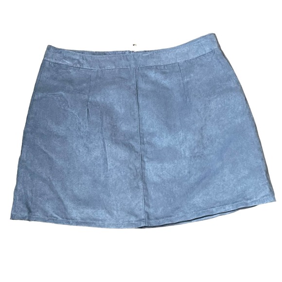 H&M Divided Faux Suede Blue Mini Skirt Plus Size Full Zip Lined Women Size 14 - Picture 8 of 8